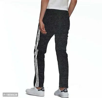Stylish Black Cotton Blend Striped Regular Track Pants For Men-thumb2