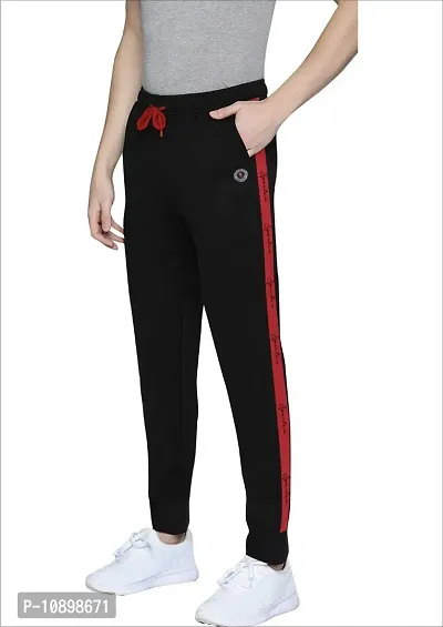 Stylish Black Cotton Blend Colourblocked Regular Track Pants For Men