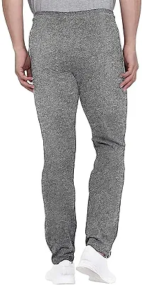 Stylish Grey Cotton Blend Solid Regular Track Pants For Men-thumb1