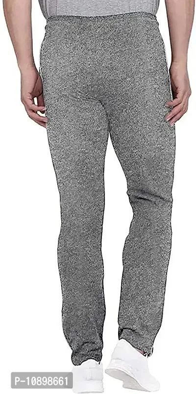 Stylish Grey Cotton Blend Solid Regular Track Pants For Men-thumb2