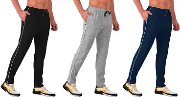 Stylish Multicoloured Cotton Solid Regular Track Pants For Men Pack Of 3-thumb3