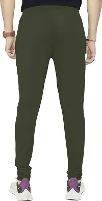 Stylish Olive Polyester Solid Regular Track Pants For Men-thumb1