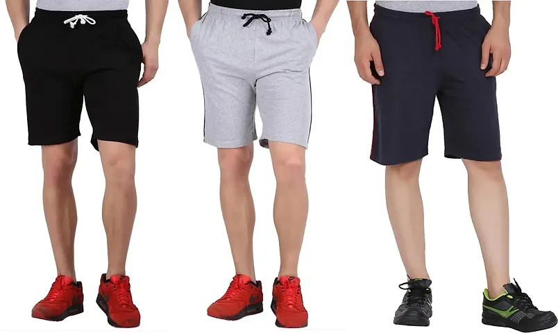 Elegant Solid Regular Shorts For Men- Pack Of 3