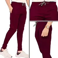 Stylish Maroon Polyester Solid Regular Track Pants For Men-thumb2