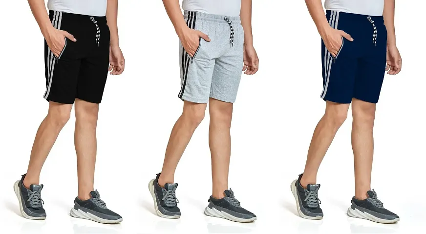 Stylish Men Blend Regular Shorts Pack of 3