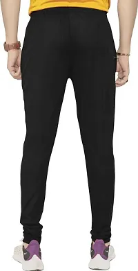 Stylish Black Polyester Solid Regular Track Pants For Men-thumb1