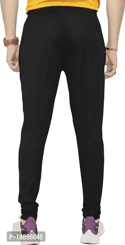 Stylish Black Polyester Solid Regular Track Pants For Men-thumb2