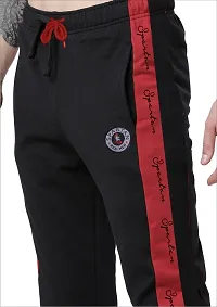 Stylish Black Cotton Blend Colourblocked Regular Track Pants For Men-thumb2