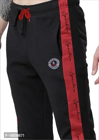 Stylish Black Cotton Blend Colourblocked Regular Track Pants For Men-thumb3