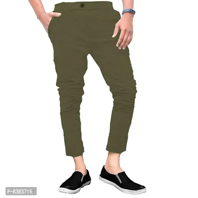 KAFF Mens Kara Lycra Pant- 100% Polyester- Slim FIT (M, Green)