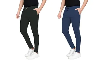 Multicolored Polyester Elastic Track Pants For Men Pack of 2-thumb3