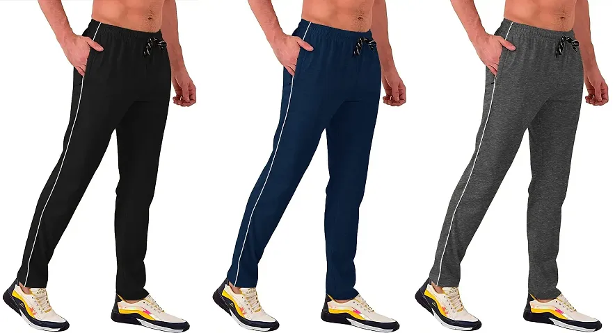 KAFF Unisex Slim Fit Track Pant (Mens Piping pant-3pcs_Multicolor_L)