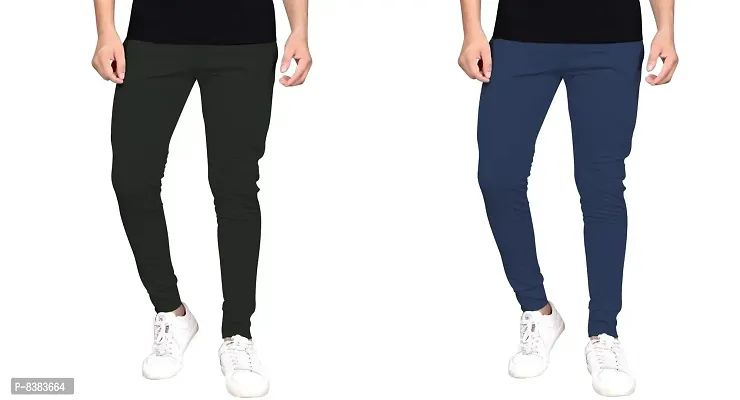 Multicolored Polyester Elastic Track Pants For Men Pack of 2