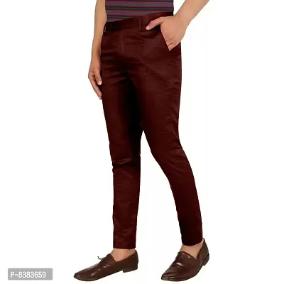 KAFF Mens Casual Trouser- Texture Fabric Stretchable Quality with 3 Pocket  Belt Loop-thumb2