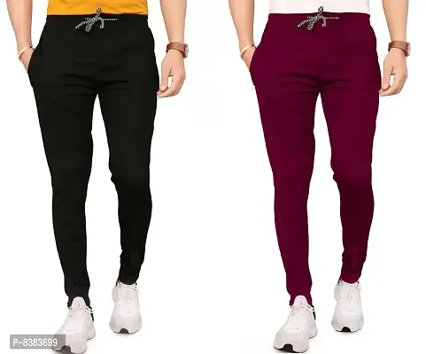 KAFF Men's Slim Fit Polyester Blend Track Pant (POLY BLEND DRY FIT TRACK PANT_Multicolor_M) Pack of 2