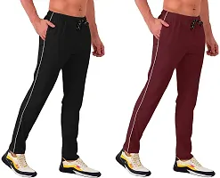 Stylish Multicoloured Cotton Blend Solid Regular Track Pants For Men Pack Of 2-thumb3