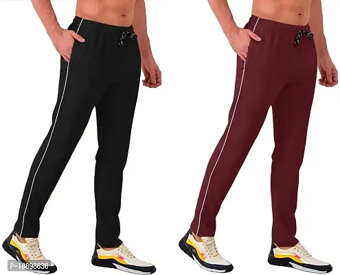 Stylish Multicoloured Cotton Blend Solid Regular Track Pants For Men Pack Of 2-thumb4