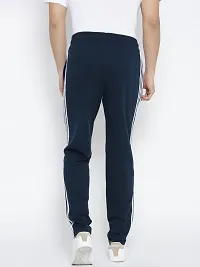 Stylish Blue Cotton Solid Regular Track Pants For Men-thumb1