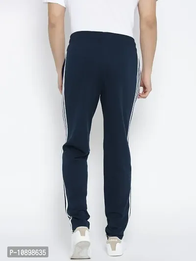 Stylish Blue Cotton Solid Regular Track Pants For Men-thumb2