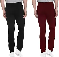 Stylish Multicoloured Cotton Blend Solid Regular Track Pants For Men Pack Of 2-thumb1