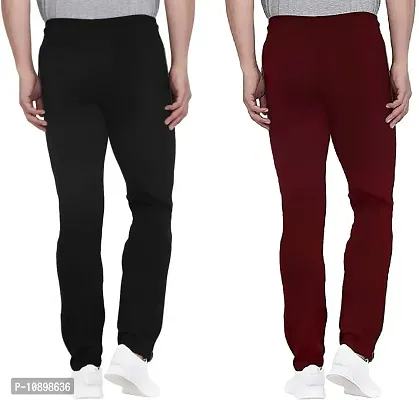 Stylish Multicoloured Cotton Blend Solid Regular Track Pants For Men Pack Of 2-thumb2