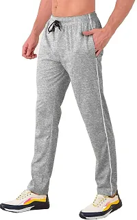 Stylish Grey Cotton Solid Regular Track Pants For Men-thumb3