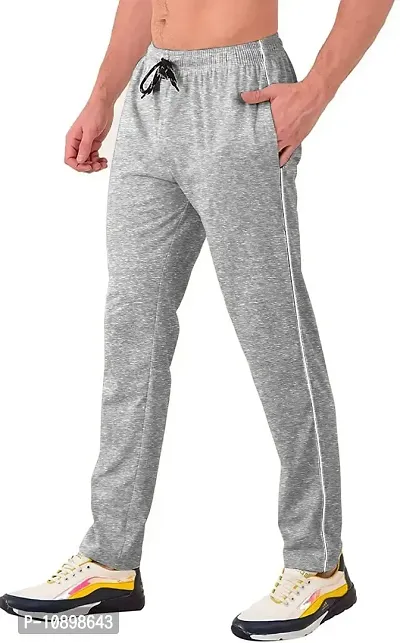 Stylish Grey Cotton Solid Regular Track Pants For Men-thumb4