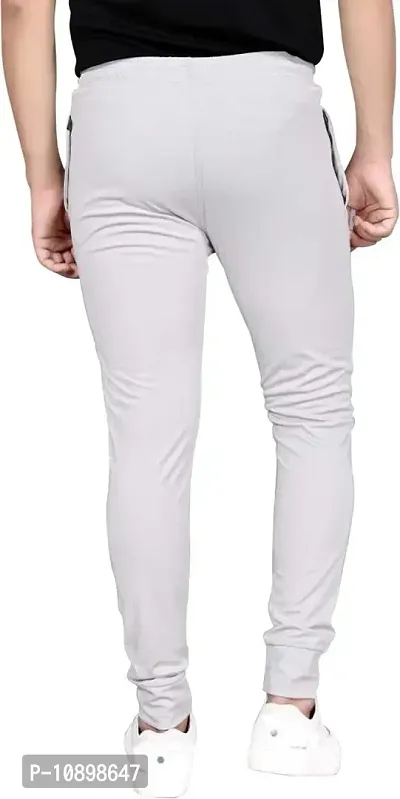 Stylish Grey Cotton Spandex Solid Regular Track Pants For Men-thumb2