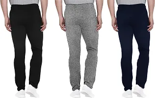 Stylish Multicoloured Cotton Solid Regular Track Pants For Men Pack Of 3-thumb1