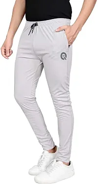 Stylish Grey Cotton Spandex Solid Regular Track Pants For Men-thumb2