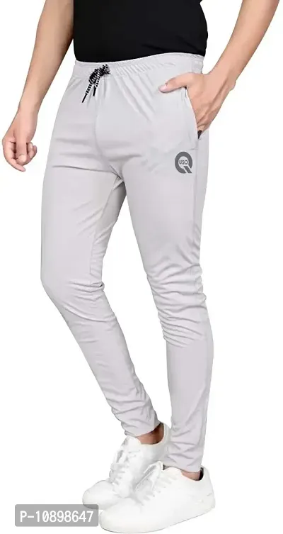 Stylish Grey Cotton Spandex Solid Regular Track Pants For Men-thumb3