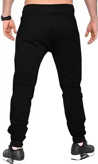 Stylish Black Cotton Blend Colourblocked Regular Track Pants For Men-thumb1