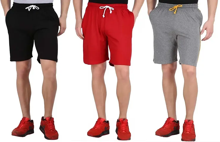 Stylish Men Blend Regular Shorts Pack of 3