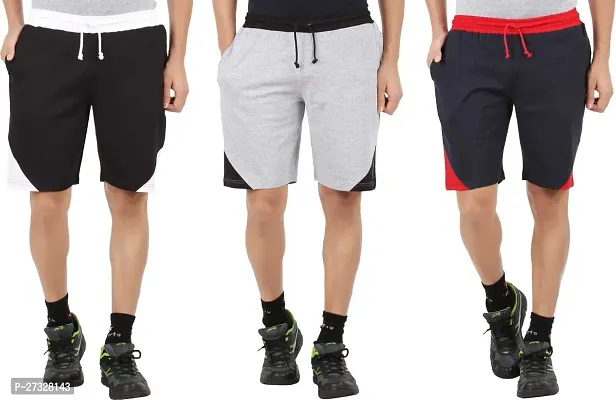 Elegant Cotton Blend Solid Regular Shorts For Men- Pack Of 3