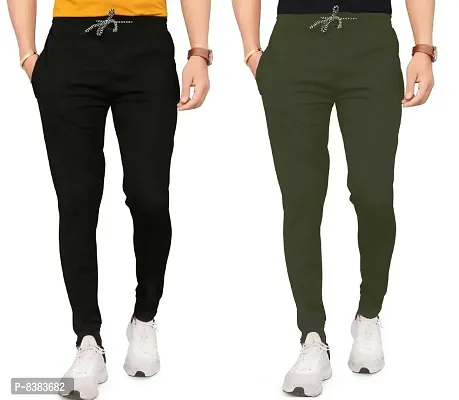 Multicolor Polyester Blend Track Pants For Men Pack of 2