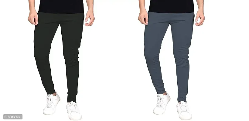 Multicoloured Polyester Blend Regular Track Pants For Men Pack of 2