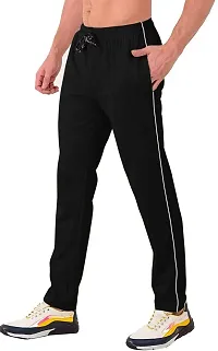 Black Cotton Regular Track Pants For Men-thumb2