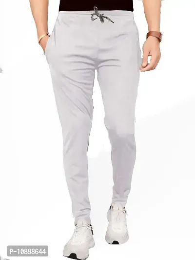 Stylish Beige Polyester Solid Regular Track Pants For Men-thumb0