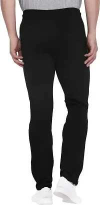 Black Cotton Regular Track Pants For Men-thumb1