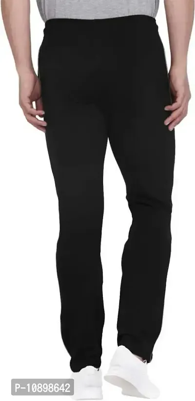 Black Cotton Regular Track Pants For Men-thumb2