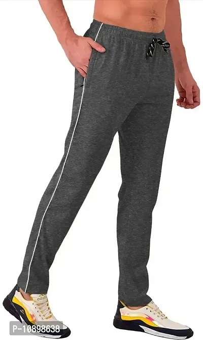 Grey Cotton Regular Track Pants For Men-thumb3