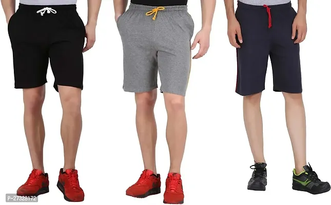 Elegant Cotton Blend Solid Regular Shorts For Men- Pack Of 3-thumb0