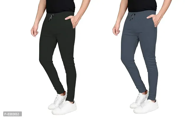Multicoloured Polyester Blend Regular Track Pants For Men Pack of 2-thumb3