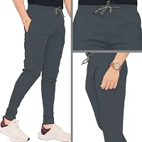 Stylish Grey Polyester Solid Regular Track Pants For Men-thumb2