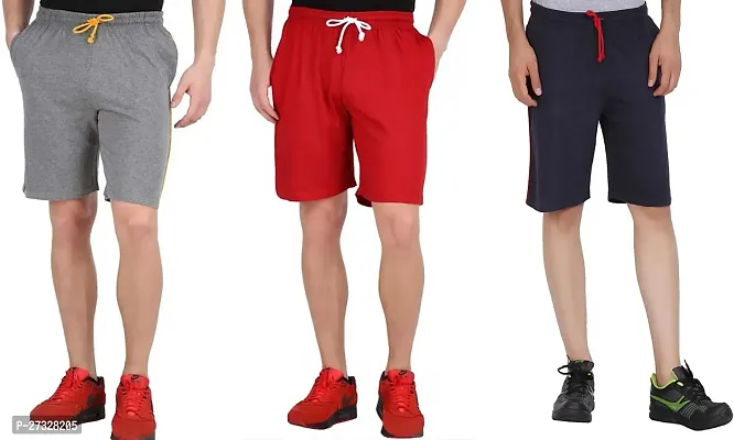 Elegant Cotton Blend Solid Regular Shorts For Men- Pack Of 3-thumb0