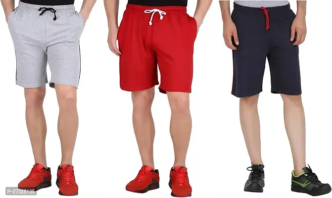 Elegant Cotton Blend Solid Regular Shorts For Men- Pack Of 3-thumb0