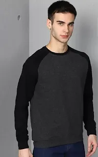 Stylish Fancy Cotton Blend Solid Long Sleeves Sweatshirts For Men-thumb2
