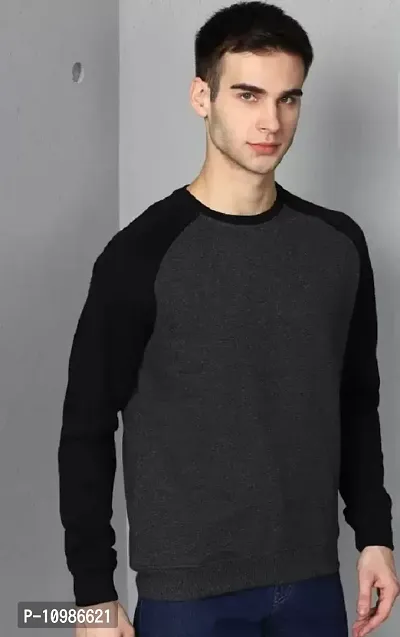 Stylish Fancy Cotton Blend Solid Long Sleeves Sweatshirts For Men-thumb3