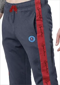 Stylish Blue Cotton Blend Colourblocked Regular Track Pants For Men-thumb2