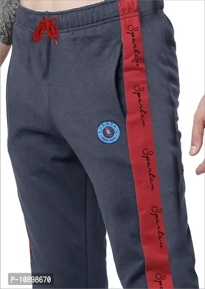 Stylish Blue Cotton Blend Colourblocked Regular Track Pants For Men-thumb3